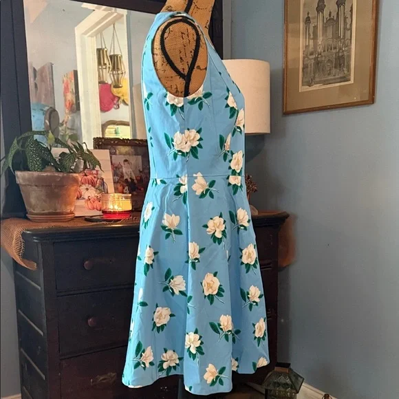 Draper James Blue and White Floral Magnolia Love Circle Fit and Flare Dress - Picture 7 of 15